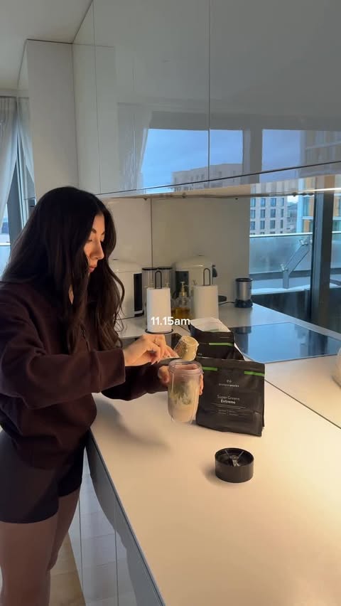 Instagram post by @petiteelise for Protein Works. Caption reads: Staying locked in this season with @proteinworks....