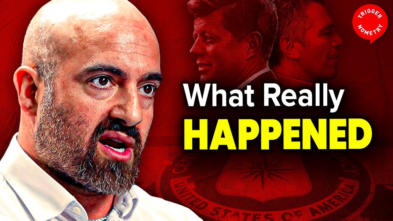 YouTube post by @triggerpod for Mack Weldon. Caption reads: JFK Files, Epstein and the Deep State - Mike Benz.