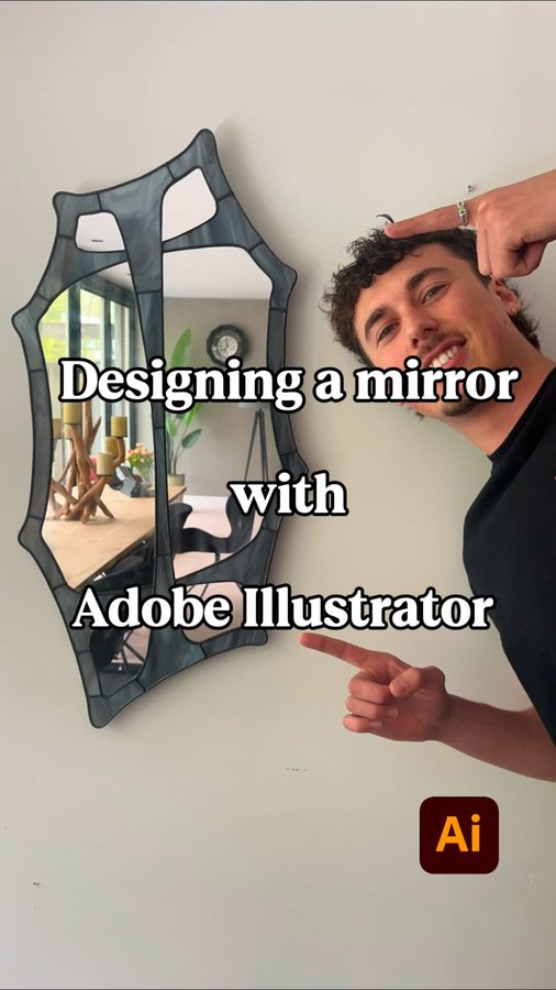 Instagram post by @noahsmirrors for Adobe Design. Caption reads: [...] a mirror for the new....