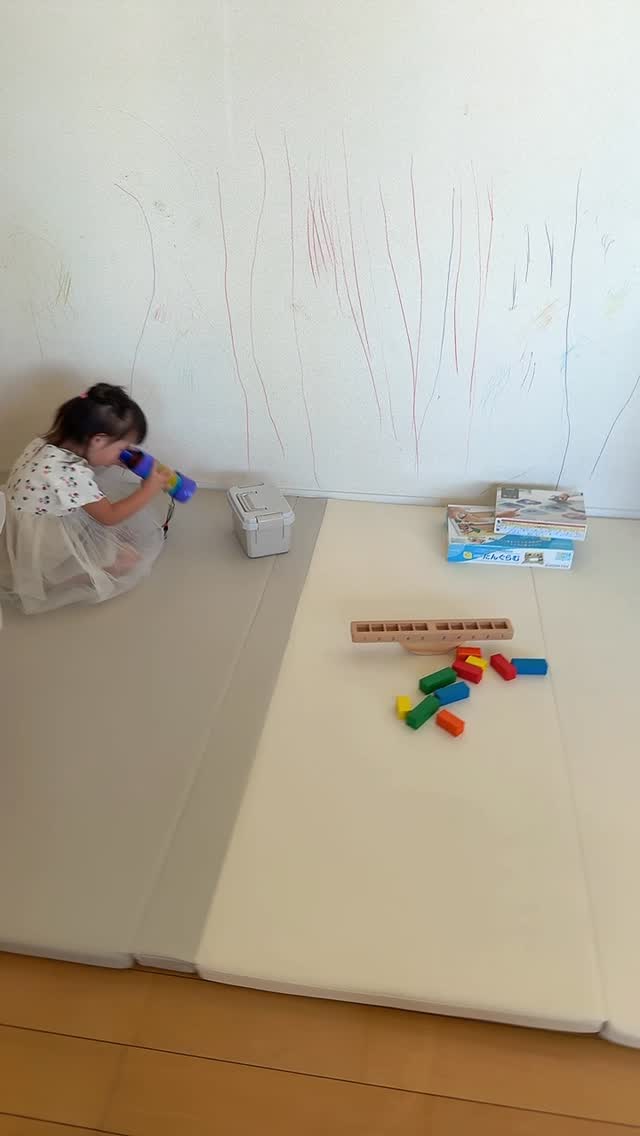 Instagram post by @sakurako_kaoruko_twins for Kids Laboratory. Caption reads: 大好きなおもちゃにダッシュする櫻子ちゃんと薫子ちゃん💜🩵

夏休みも今日で終わり。
@kids.....