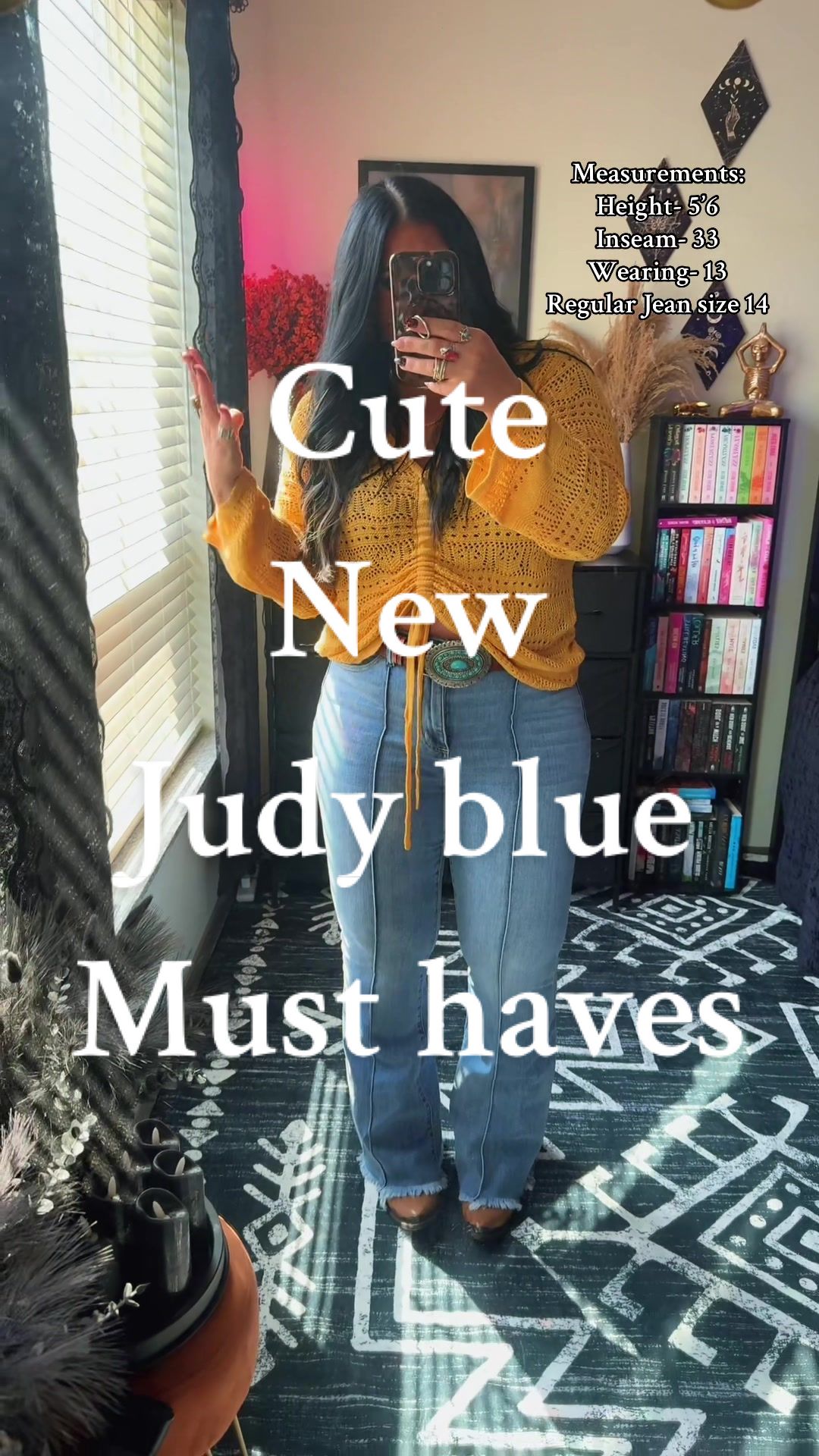 TikTok post by @ambergoobs for Emma Lous Boutique. Caption reads: Omg I looooove these so much. Judy blues size down....