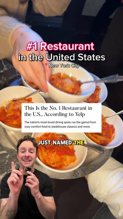 Instagram post by @foodfindsryan for Yelp. Caption reads: [...] Restaurant in America” ⭐️🤩 According to....