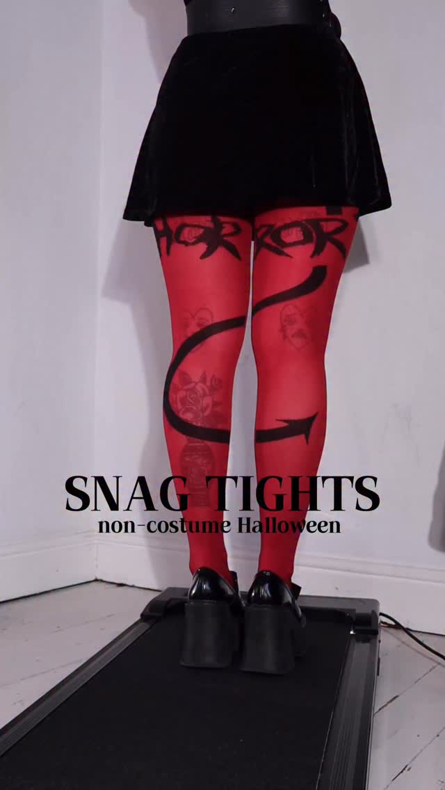 Instagram post by @mimi_almighty for Snag Tights. Caption reads: Non-costume Halloween inspo with @snagtights  AD....