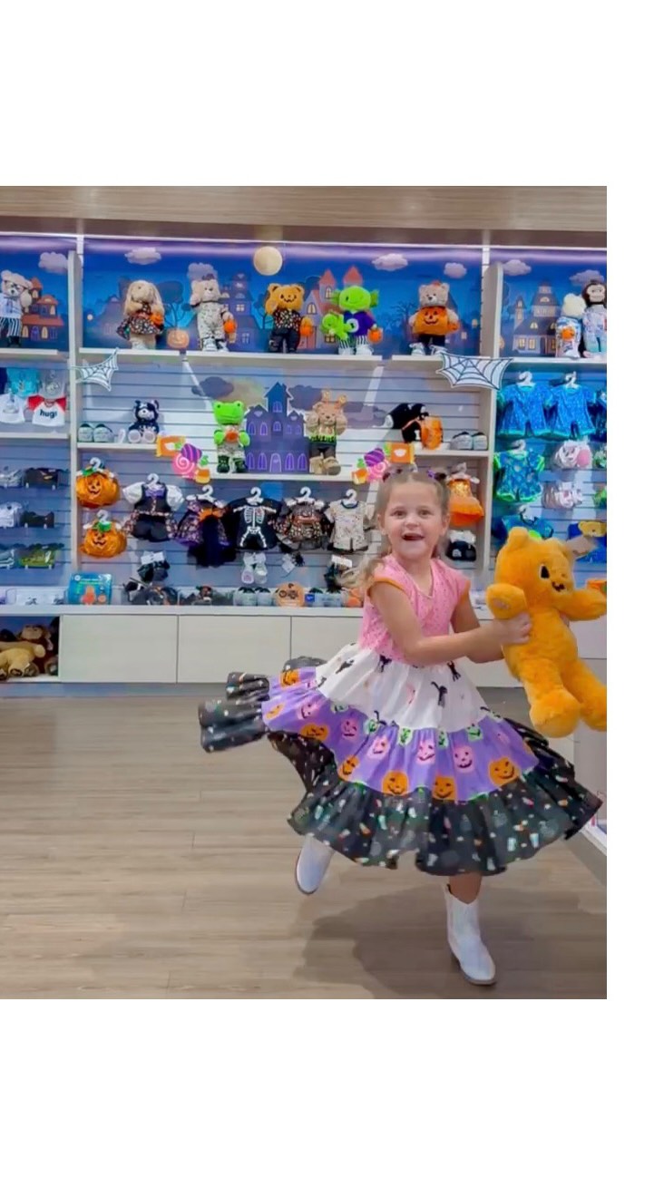 Instagram post by @jacksonsandjesus for Build-A-Bear. Caption reads: Spooky season is better with a cuddly friend 👻🧸✨....