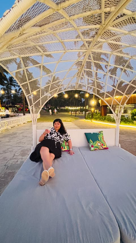 Instagram post by @urmisblogs for Taj Hotels. Caption reads: Another fantastic sun downer @tajholidayvillage ,....