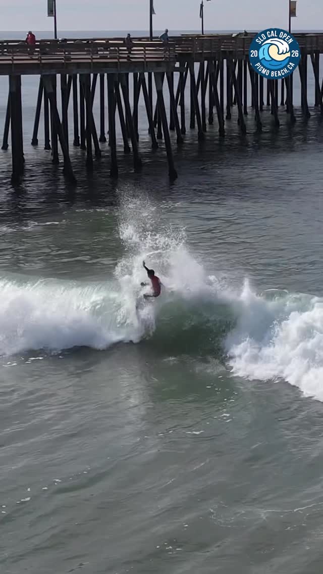Instagram post by @gavinbren_ for World Surf League. Caption reads: [...] Open Pismo Beach💥 Watch LIVE at....