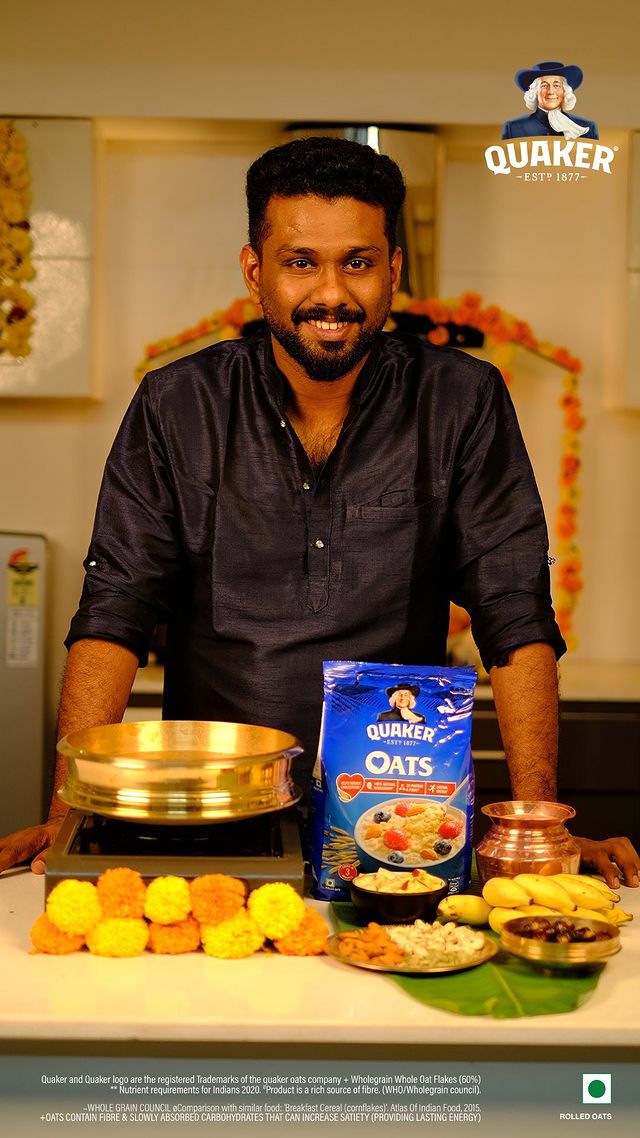 Instagram post by @foodhunter_sabu for Quaker. Caption reads: Here’s my Quaker Oats-inspired payasam recipe -....