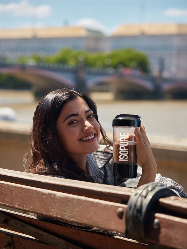 Instagram post by @rashmika_mandanna for Isopure. Caption reads: [...] ✨

That’s why I like having my ISOPURE.