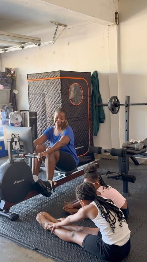 Instagram post by @missporsha for Merach. Caption reads: [...] like me getting in a workout on the MERACH....