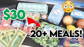 YouTube post by @Jen-Chapin for The Kitchn. Caption reads: 🚨 EXTREME BUDGET VEGETARIAN MEALS 💵 5 DINNERS....