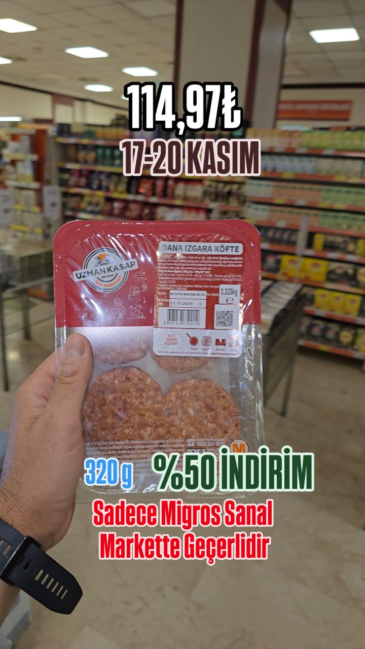 Instagram post by @indirimitakipedenadamheryerde for Migros. Caption reads: @migros_tr @migrossanalmarket #reklam değil....