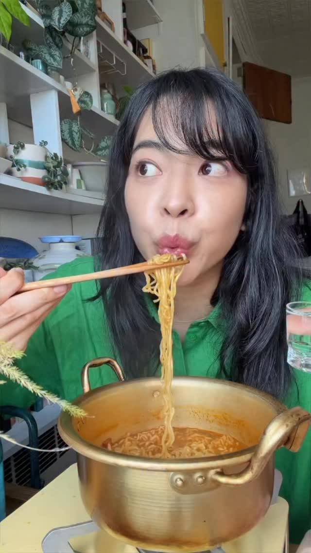 Instagram post by @yooeating for Nongshim USA. Caption reads: Welcome to my Korean Snack Corner! 🍡 It’s like....