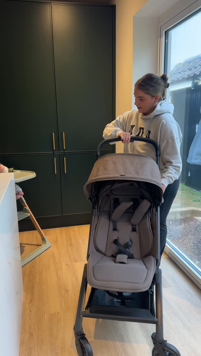 Instagram post by @renovationliving for Joolz. Caption reads: [...] old her new travel pram🌞🤎 ad|PR @myjoolz....