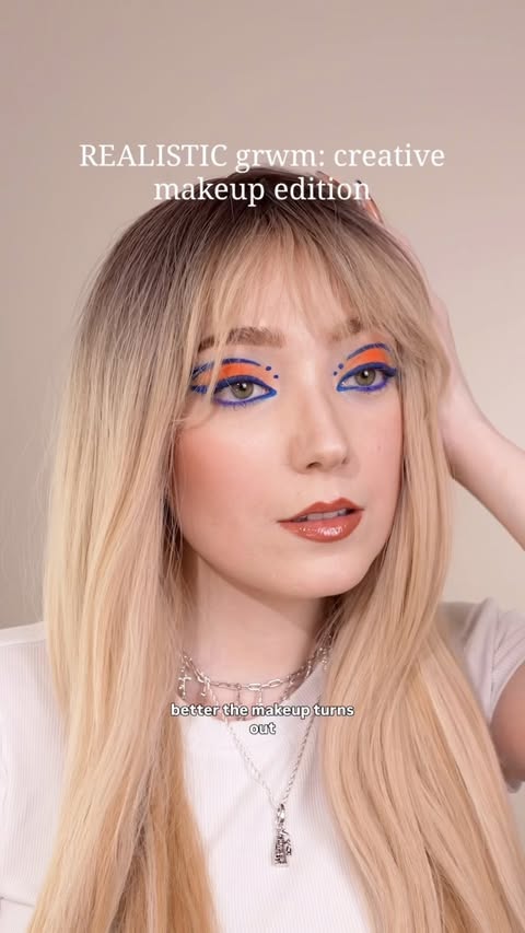 Instagram post by @micaelaladavisbeauty for about-face beauty. Caption reads: [...] @makeupamurder • 💙Blue gel liner-....