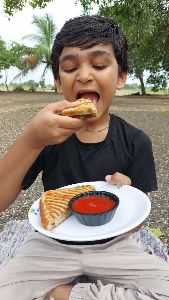 Instagram post by @villagecookingboy_official for Pintola. Caption reads: Sandwich Without Bread 🥪😋

Tasty bhi, Healthy....