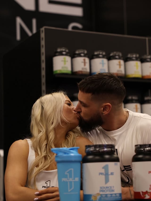 Instagram post by @farrell.fitness for Rule One Proteins. Caption reads: [...] 1 of working the Arnold expo with....