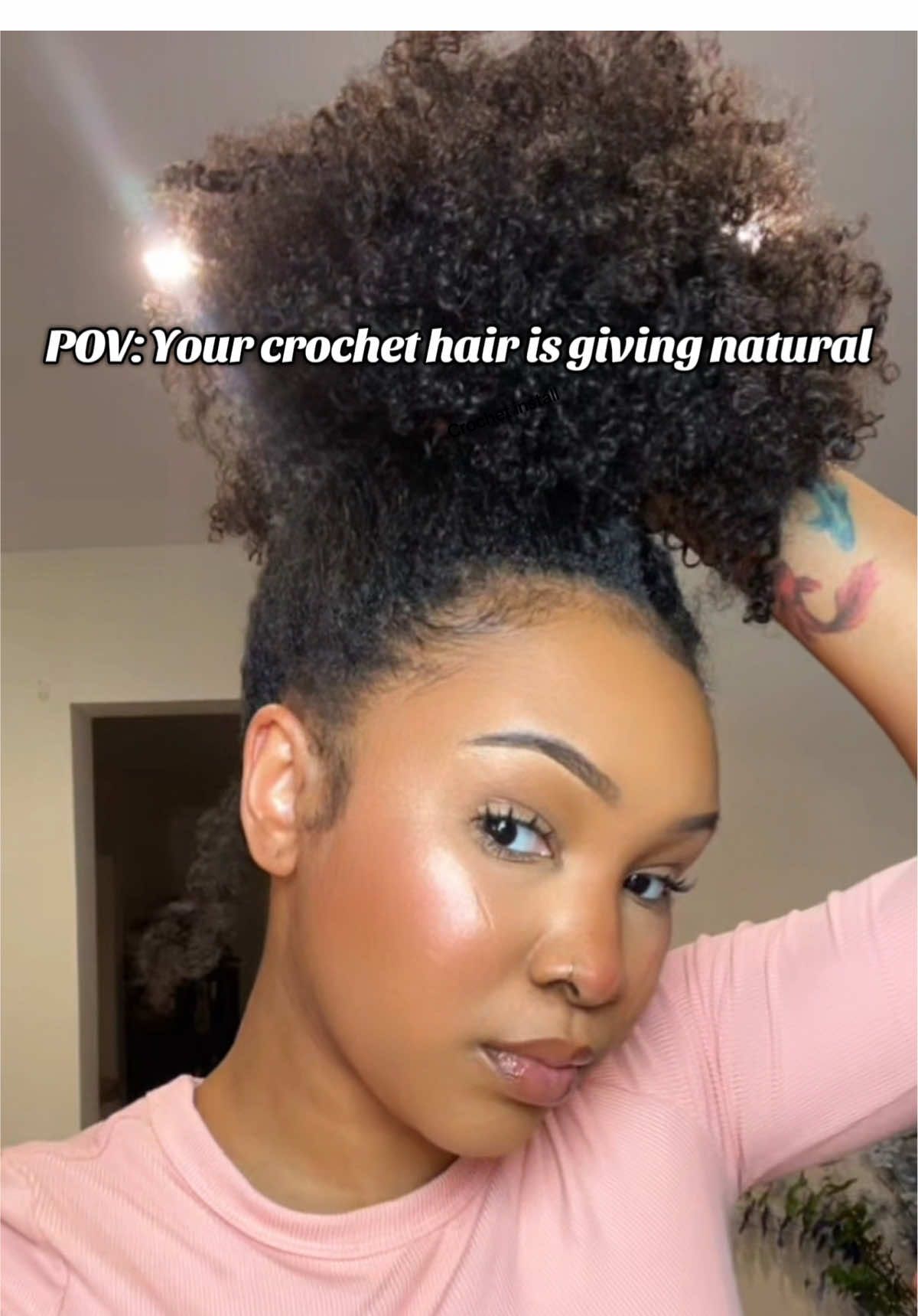 TikTok post by @simplychloeashley for Karlami. Caption reads: Kinda ate the crochet install up. NGL 😌 @karlami....