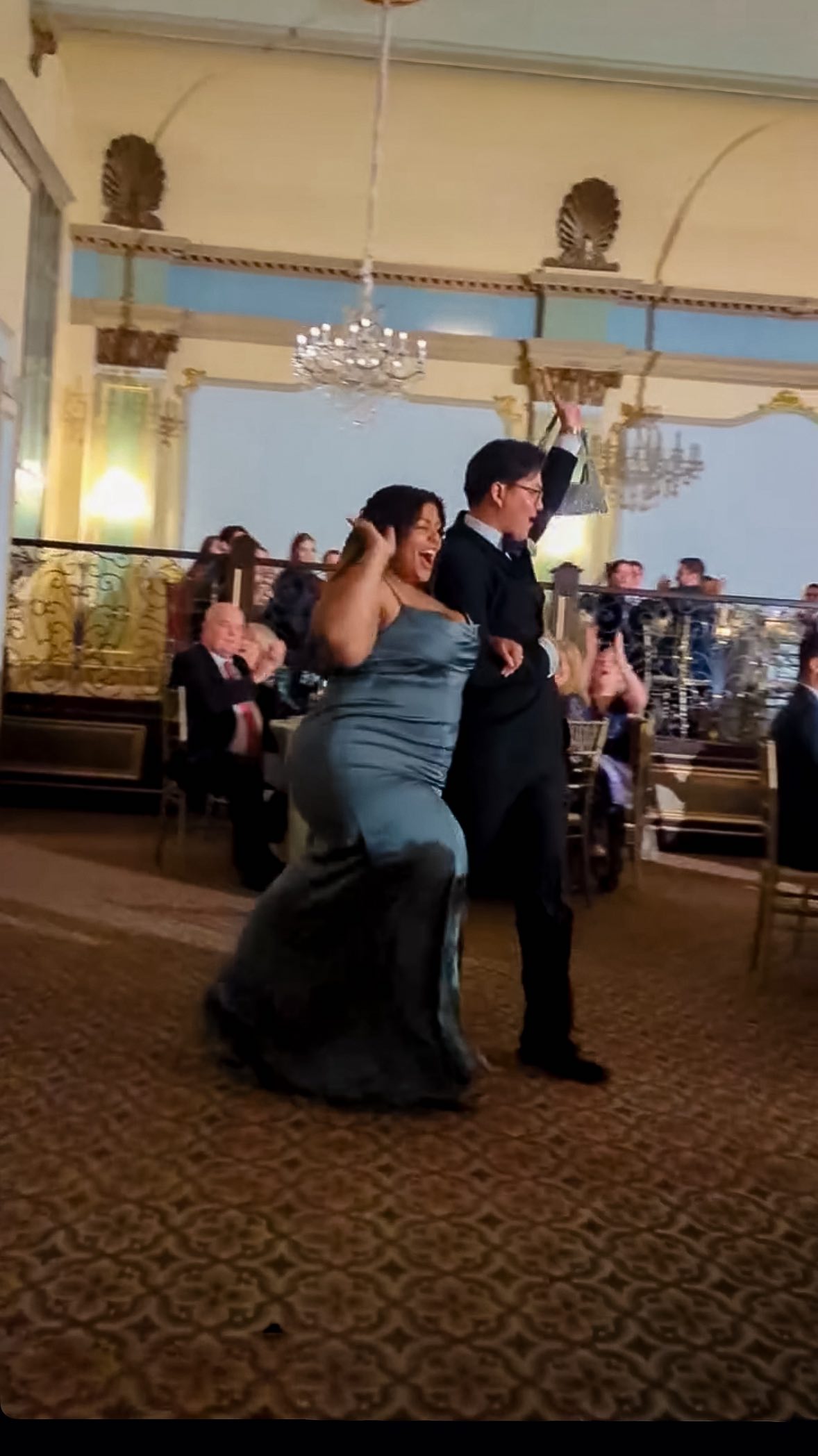 Instagram post by @thekatrinanichole for Azazie. Caption reads: POV: what it feels like being the MOH & best man....