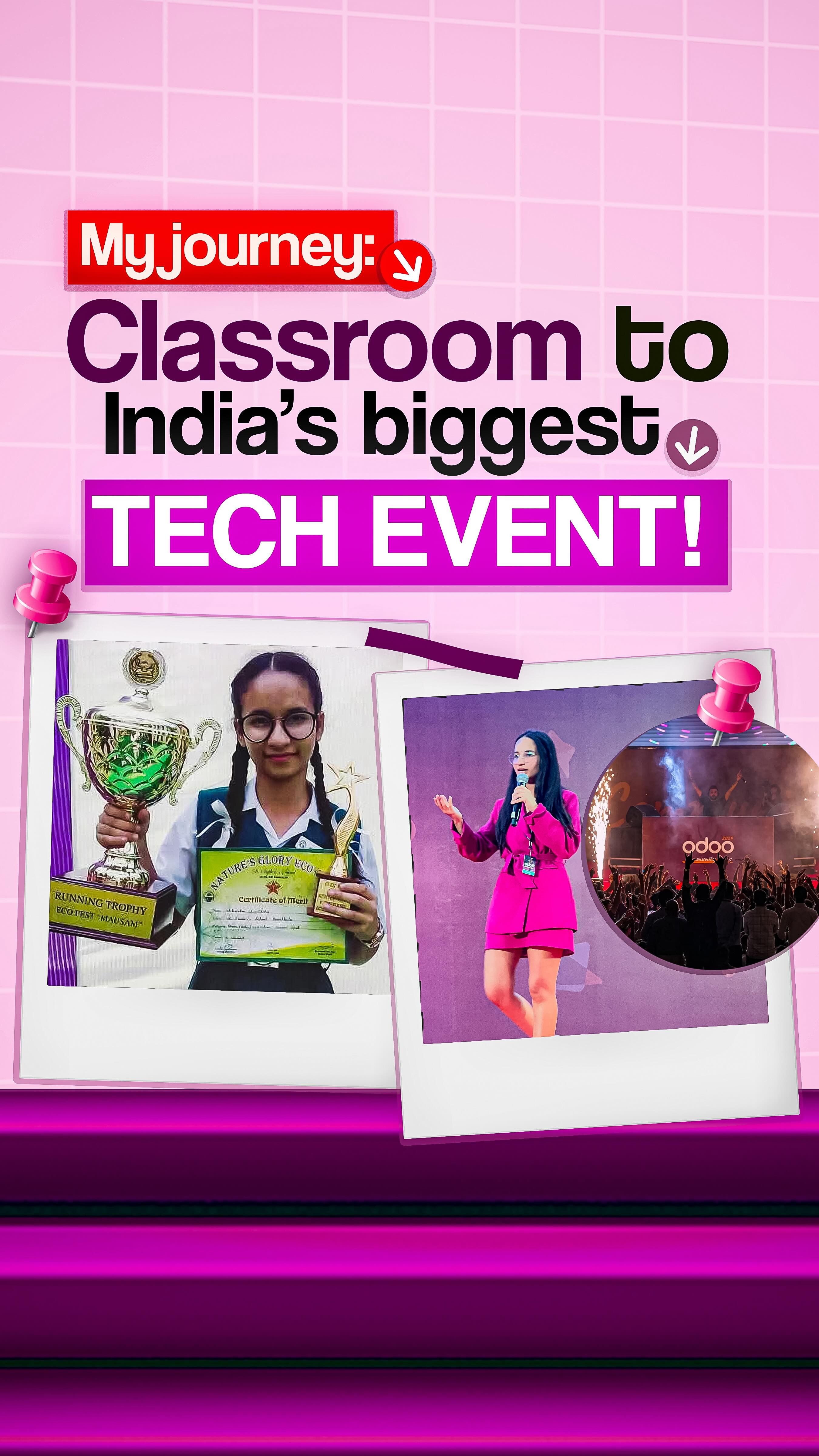 Instagram post by @niharikachoudharyyy for Odoo. Caption reads: Comment for LINK! 🙌

My journey from a 16 year....