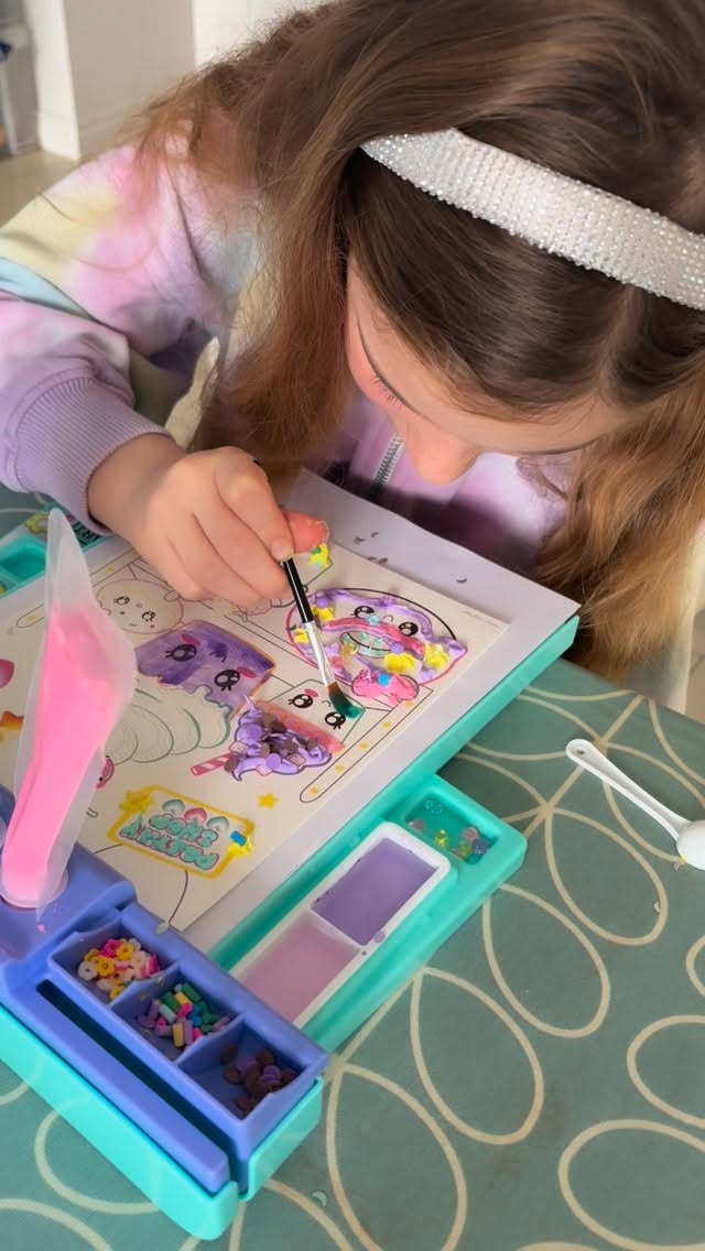 Instagram post by @the_woodlets for Canal Toys. Caption reads: Fluffy Paint Studio (Ad-gifted) was a big hit with....