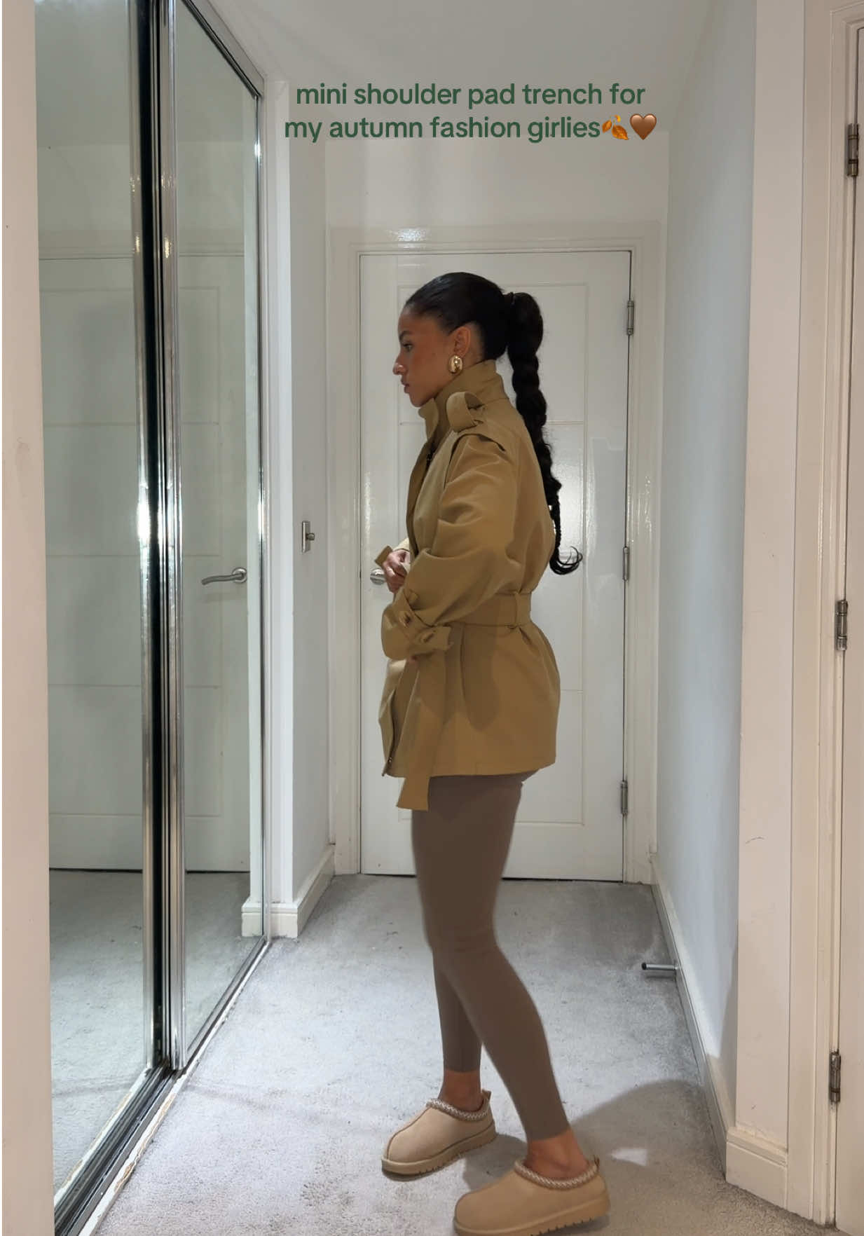TikTok post by @tyrabaylis for Ego by D. Caption reads: Wearing a size 6 in the coat🧥🍂🤎 @EGO FASHION....