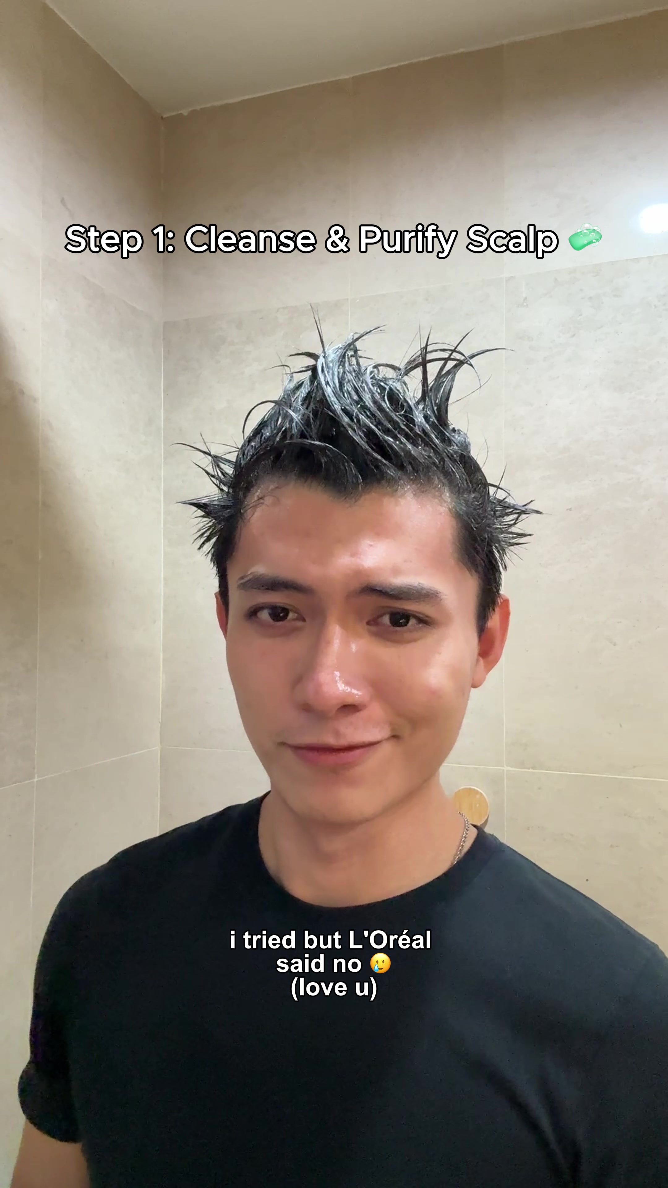 TikTok post by @jonathanxtan for L’Oréal Paris Malaysia. Caption reads: I used to pretend it wasn't happening. Then I....