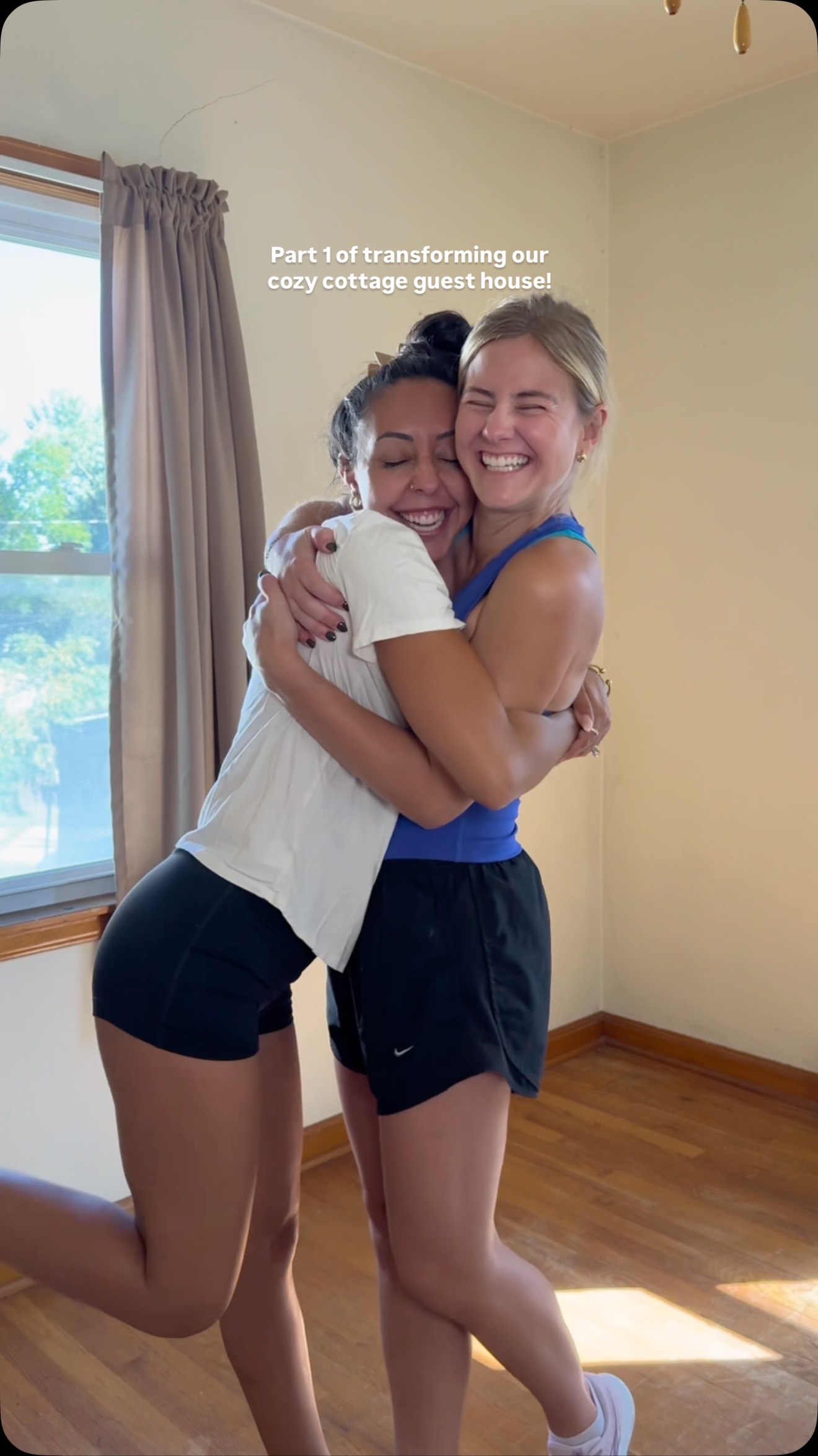 Instagram post by @happilyevansafterr for Wallblush. Caption reads: Day 1 of transforming our cozy cottage guest....