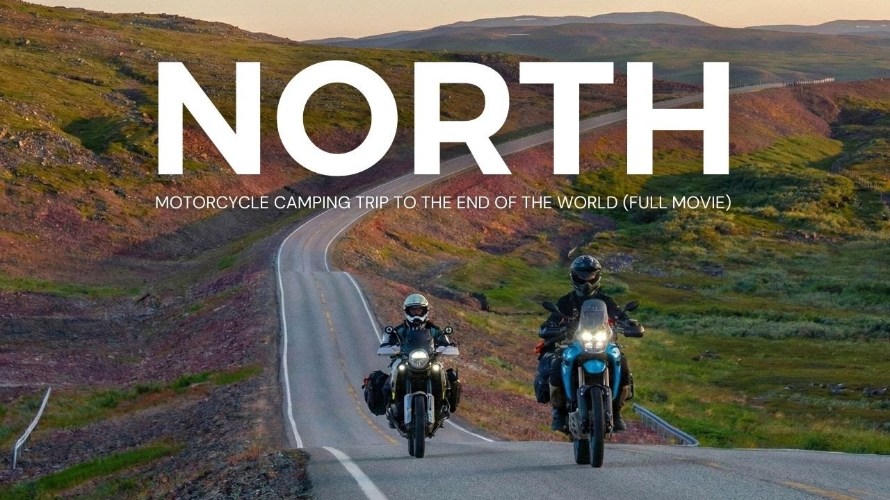 YouTube post by @OffSheGoesADV for Outback Motortek. Caption reads: NORTH: Motorcycle Camping Trip to the End of the....