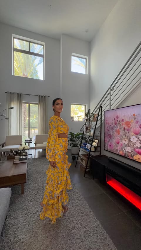 Instagram post by @monaabedian for Wolddress. Caption reads: [...] already had the yellow dress planned.....