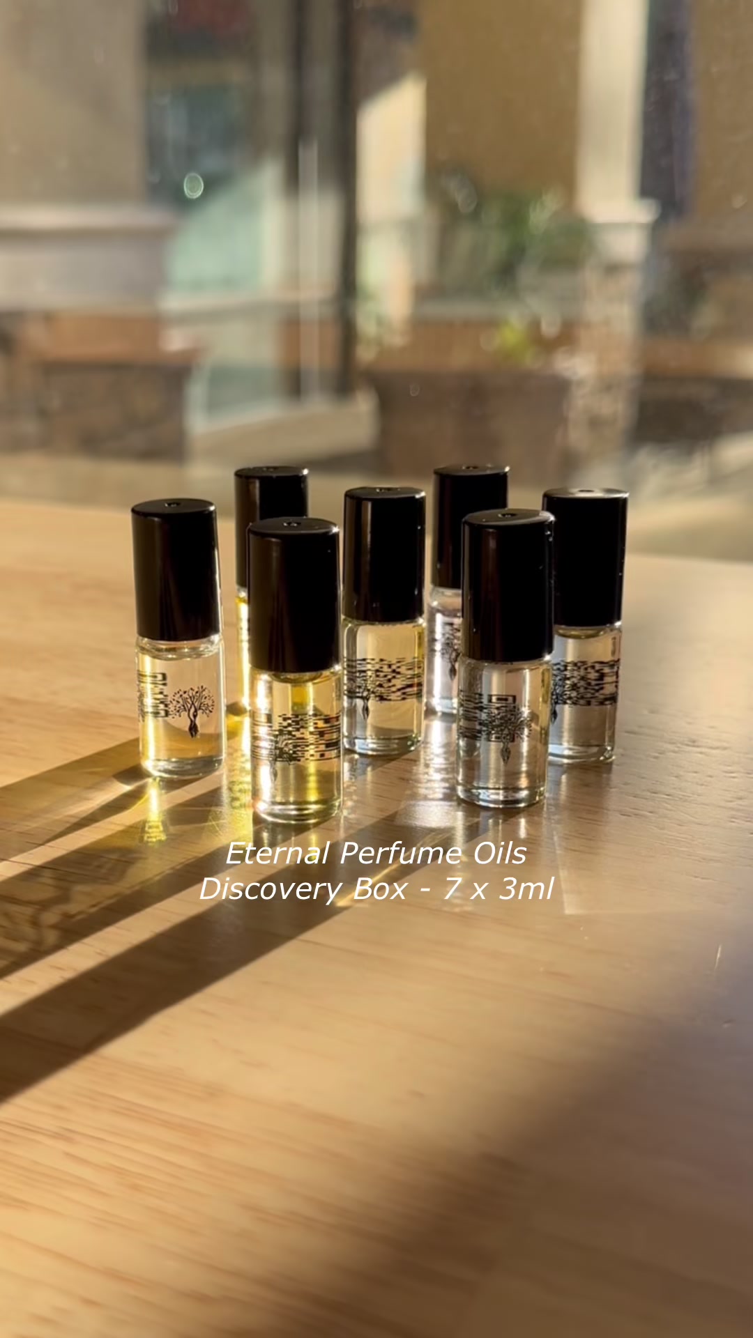 TikTok post by @sujiiiii_822 for Eternal Perfume Oils. Caption reads: Eternal Perfume Oils, Discovery Box - 7 x 3ml🤍....