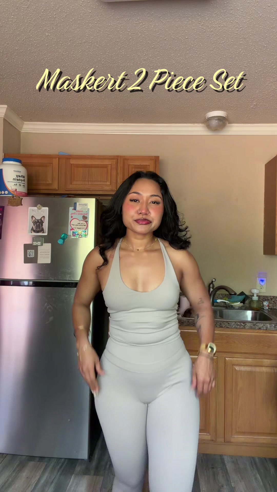TikTok post by @milaveukiso for MASKERT. Caption reads: @MASKERT GIRL come through with the 2 piece sets....