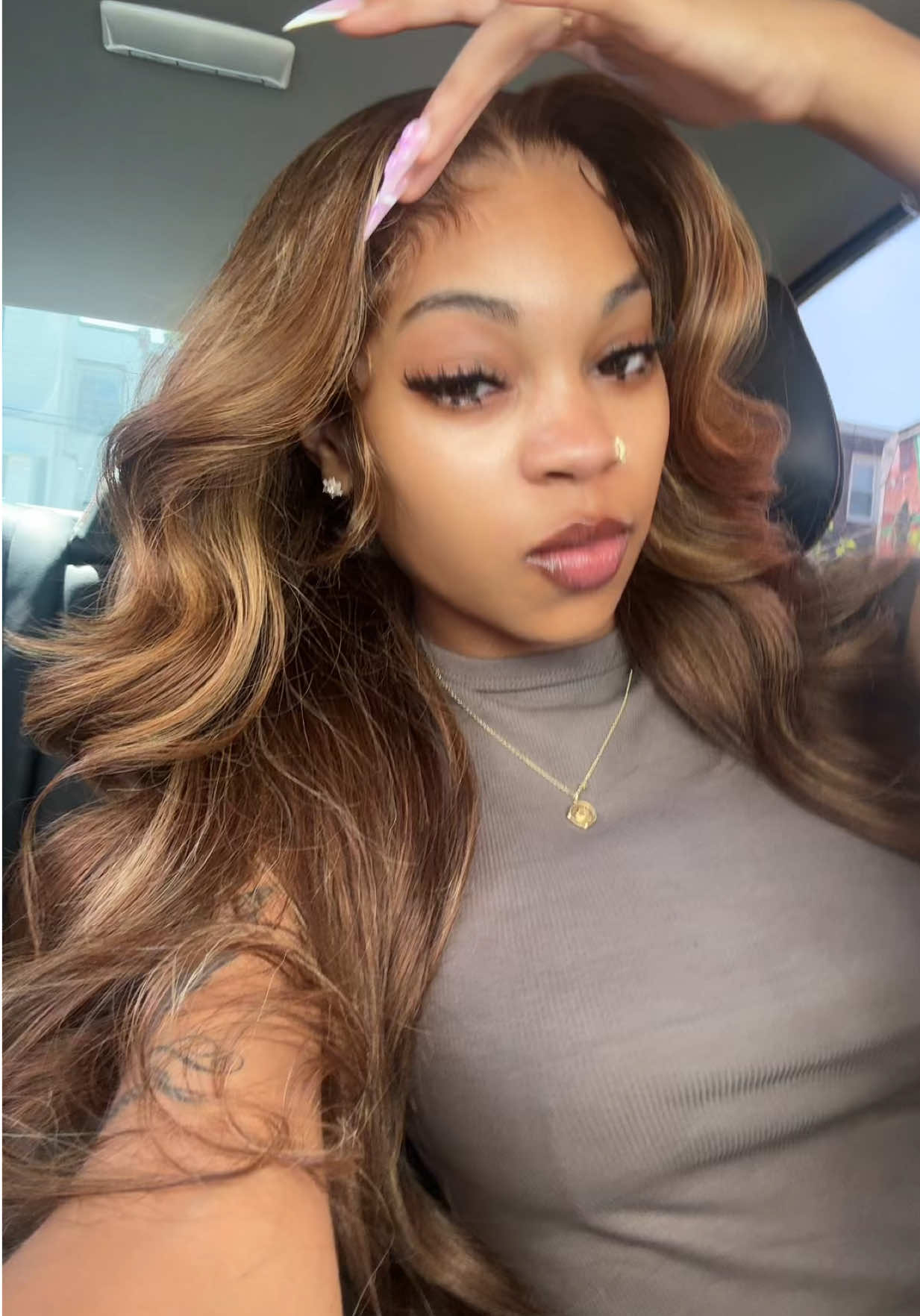 TikTok post by @dollya.c for Cute Bein Hair Shop. Caption reads: [...] 🌚 Would y’all wear this color? @Cute Bein....