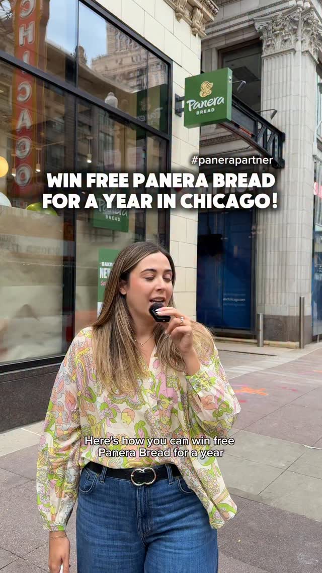 Instagram post by @kayleejochicago for Panera Bread. Caption reads: Free Panera for a year? Yes, really. The new....