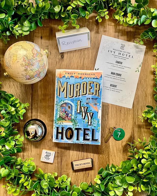 Instagram post by @father_teacher_reader for Scholastic. Caption reads: 🛎️ GIVEAWAY / Welcome to the Ivy Hotel! Check in....