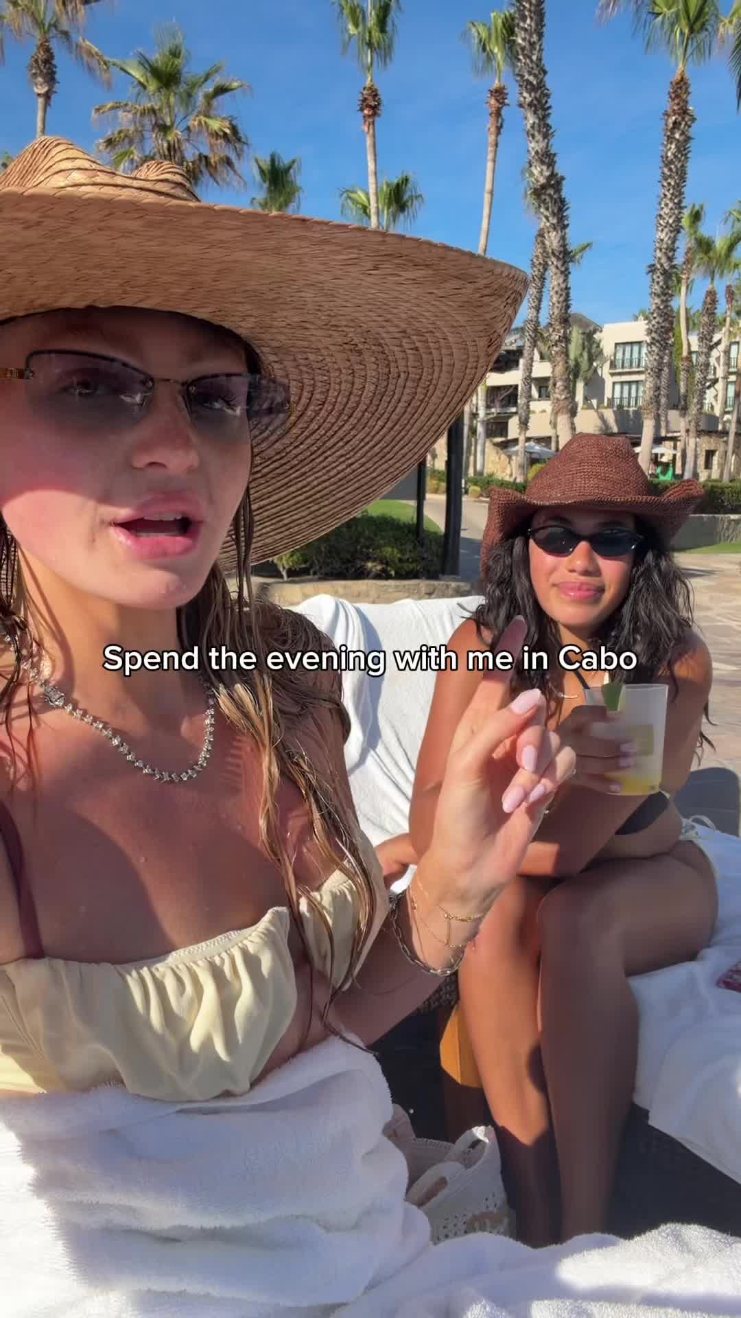 TikTok post by @halleykate for OLAPLEX. Caption reads: Spend the night in Cabo with me and @Olaplex....