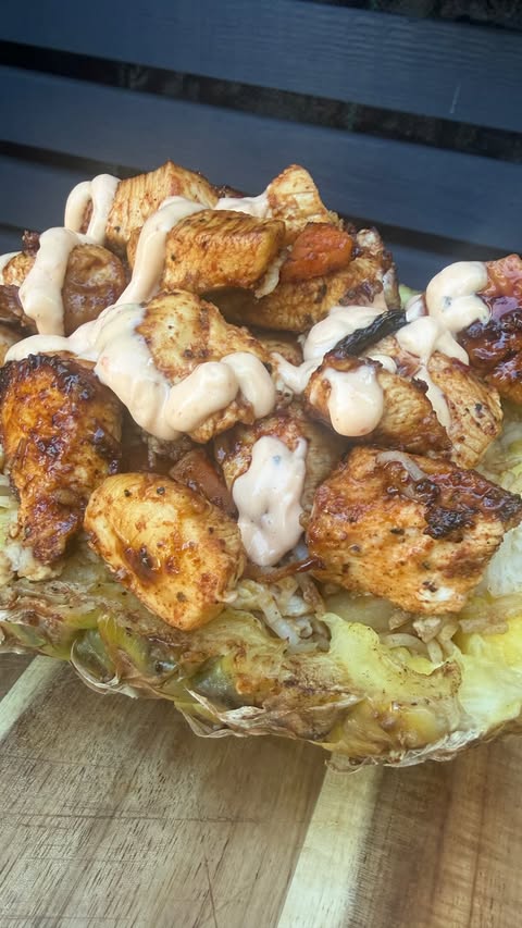 Instagram post by an influencer for Blackstone Products UK. Caption reads: AD This week we made Chicken pineapple siracha &....