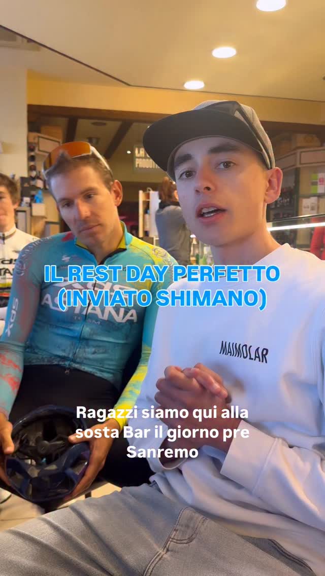Instagram post by @capitan_riccioflex for Shimano. Caption reads: @shimanoitaly x @xds_astana_team #adv 🤝🔵.