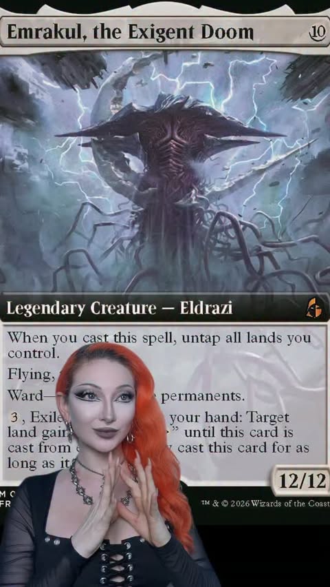 Instagram post by @ashlynnedae for Magic: The Gathering. Caption reads: My girl Emrakul is back! And she has the most....