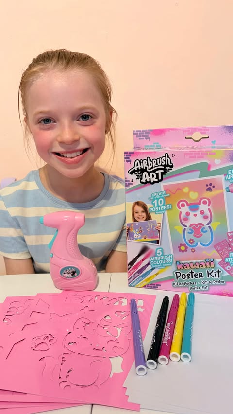 Instagram post by @kirk_family_in_warp_drive for Canal Toys. Caption reads: ✨ Kawaii Airbrush Art ✨ Ad| Create cute....