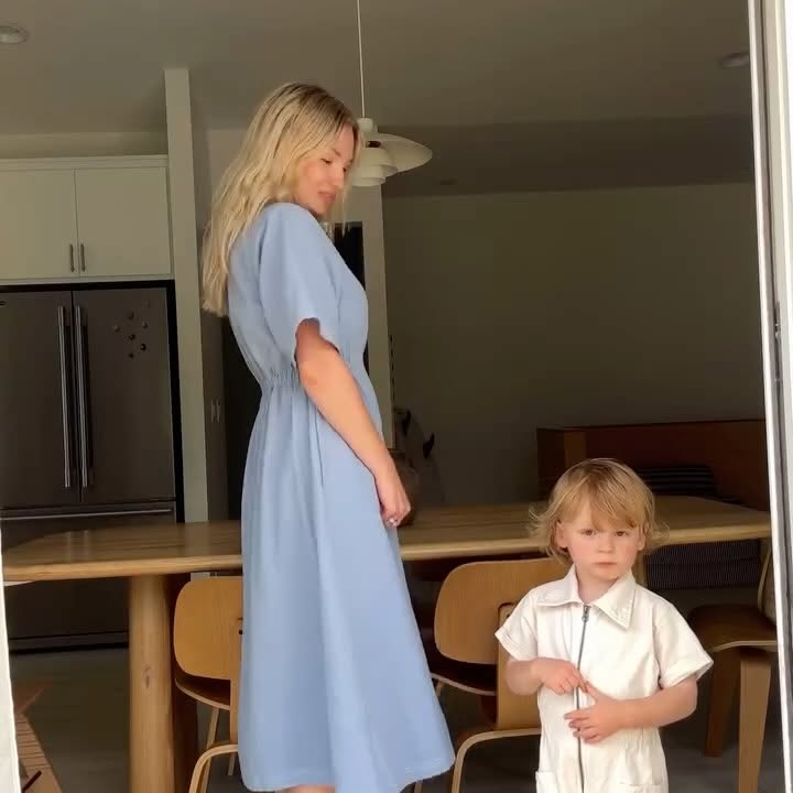 Instagram post by @yana.sushchik for Shop Noble. Caption reads: styling our matching @shopnoble utility pieces 💙.