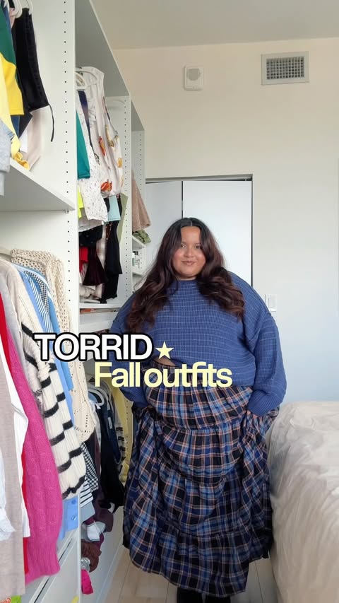 Instagram post by @merelymirna for Torrid. Caption reads: My fave fall picks from @torrid 🍂Comment FALL....