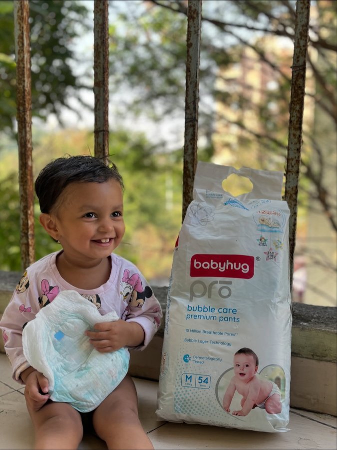 Instagram post by @krishakevale for Babyhug. Caption reads: #collaboration with @babyhug @firstcryindia....