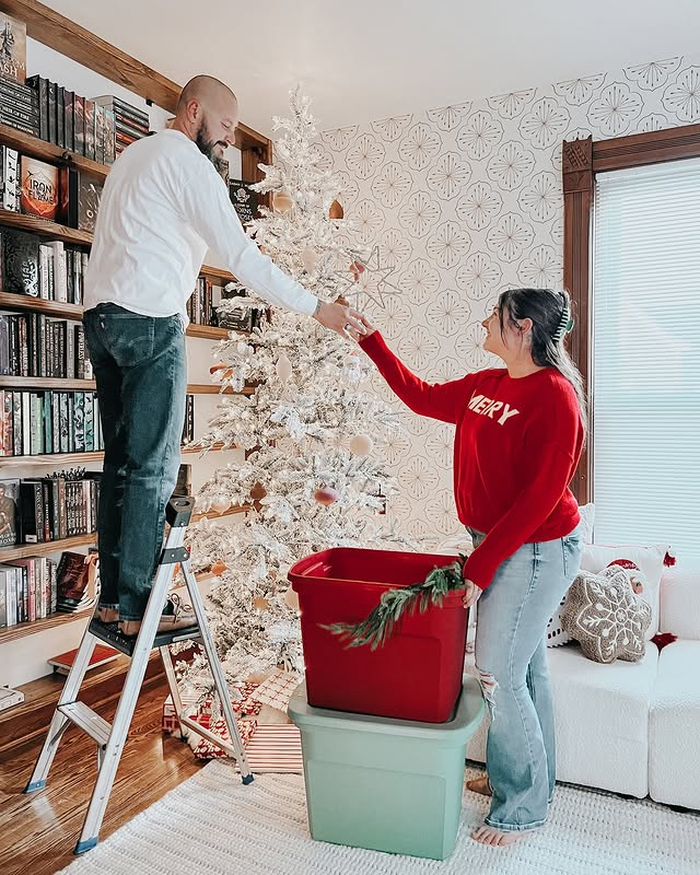 Instagram post by @lifeofetter for Sterilite Corporation. Caption reads: all eight Christmas trees are officially up and....