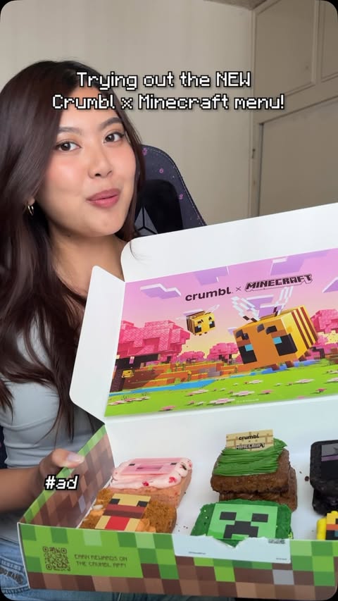 Instagram post by @t8pany for Minecraft. Caption reads: [...] didn’t explode too💥 Try @crumbl x....