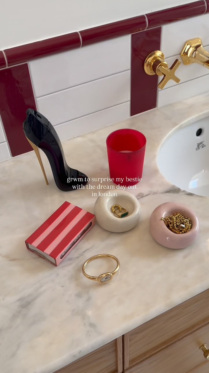 Instagram post by @matildabeaa for Carolina Herrera. Caption reads: Getting ready to surprise my bestie with the dream....