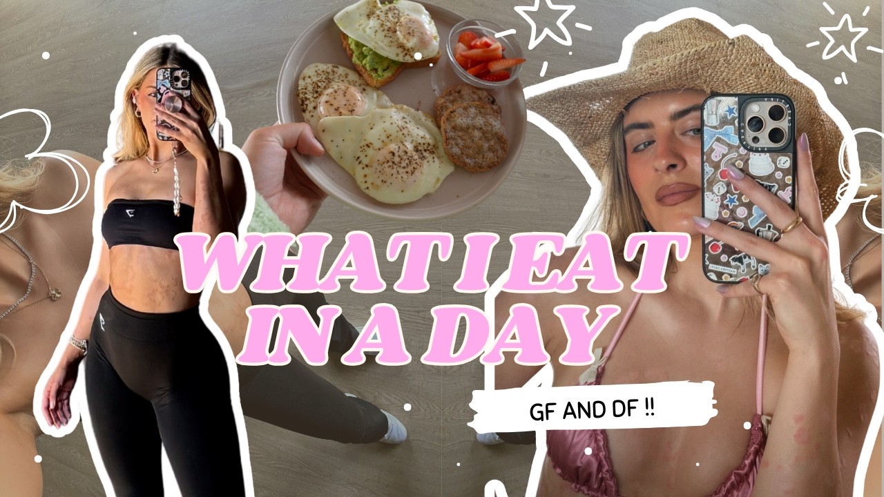 YouTube post by @WhitneySimmons for Alani Nutrition. Caption reads: WHAT I EAT IN A DAY! Healthy Meal & Snack Ideas.