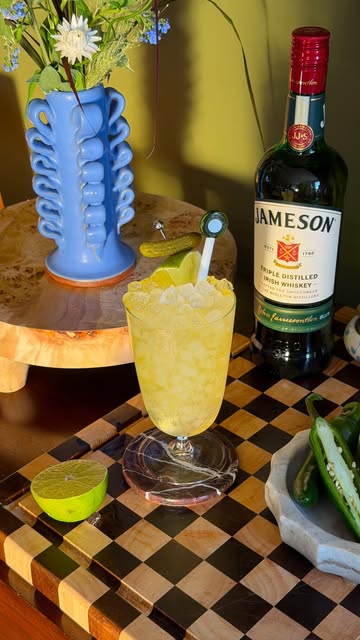 Instagram post by @drinksbyevie for Jameson Irish Whiskey. Caption reads: Calling all of my brine lovers because this one’s....
