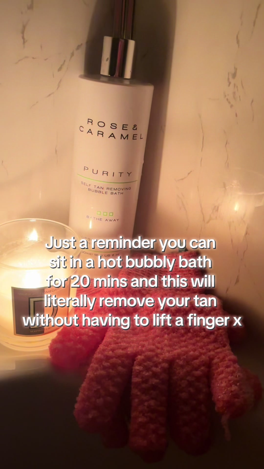 TikTok post by @dxnxelle5 for Rose & Caramel. Caption reads: [...] the self tan girlies x @Rose & Caramel #tan....