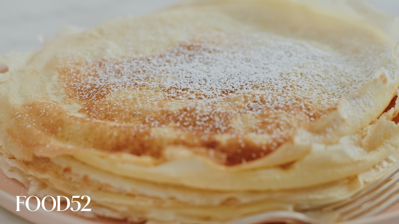 YouTube post by @food52 for Food52. Caption reads: [...] Swedish Pancakes | What’s For Fika? | Food52.