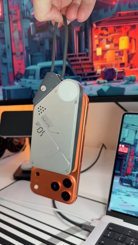 Instagram post by @developeradam for AULUMU. Caption reads: [...] 10000mAh Multi-Charging power bank from....